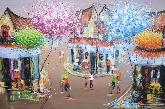 Tranh Sơn Dầu Phố Vui